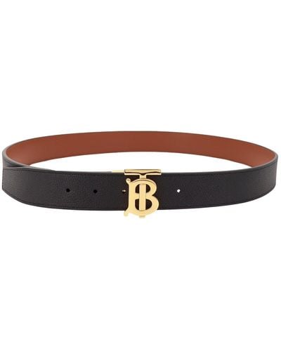 Burberry And Tan Leather Belt - White