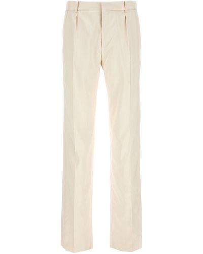 Saint Laurent Silk Tuxedo-Style Pantaloni Bianco - Neutro