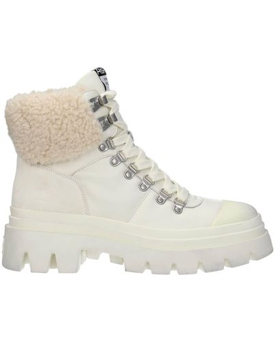 Ash Ankle Boots Leather Ivory - White