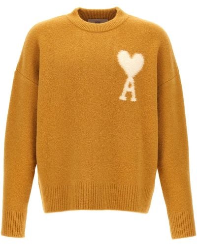 Ami Paris Ami De Coeur Sweater, Cardigans - Orange