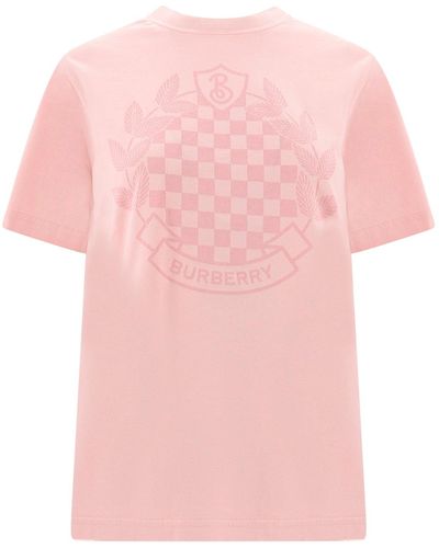 Burberry T-shirt Chequered Crest - Rosa