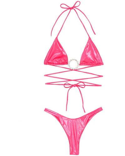 Alessandra Rich Foil Bikini - Pink