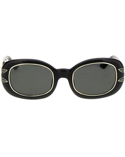 Casablanca 'acetate & Metal Oval' Sunglasses - Black