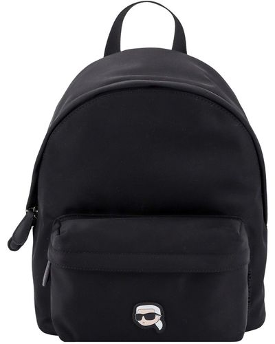 Karl Lagerfeld Recycled Nylon Backpack With Ikonik Karl Patch - Black