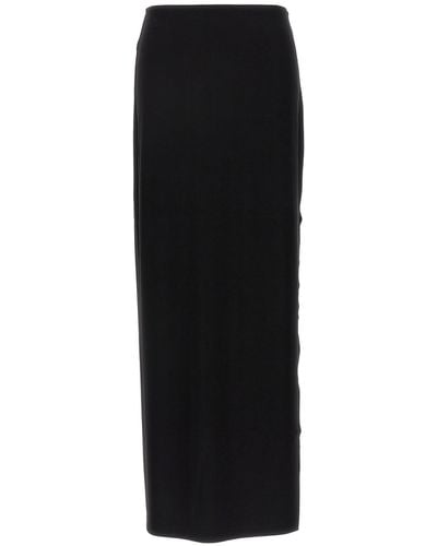 Norma Kamali Long Skirt Wide Slit Skirts - Black