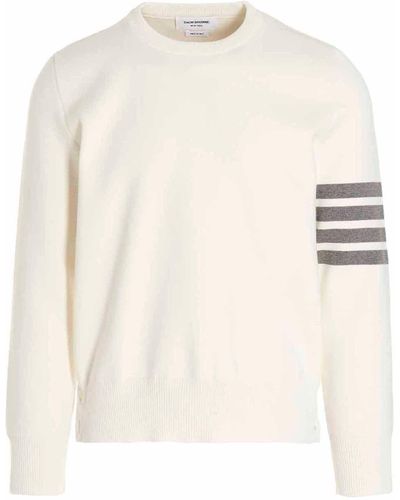 Thom Browne 4 Bar Sweater, Cardigans - White