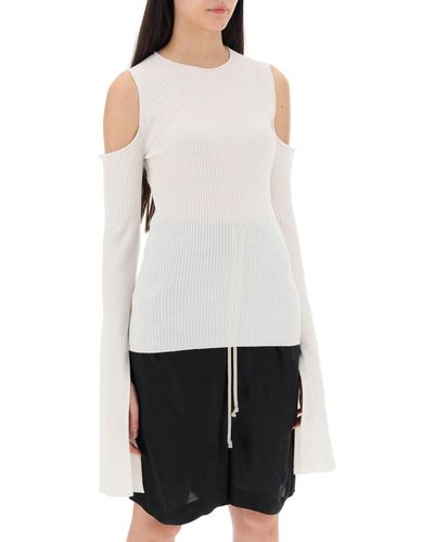 Rick Owens Sweater With Cut Out Shoulders - White