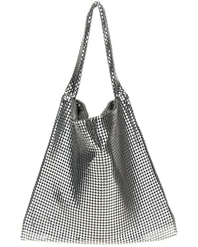Rabanne Pixel Metallic Tote Bag - Grey