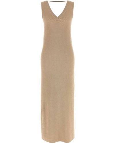 Brunello Cucinelli Ribbed Dress Dresses - Natural