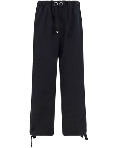 Versace Cotton Trouser With Back Embroidered Logo - Blue