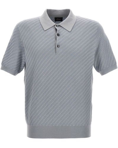 Brioni Woven Knit Shirt Polo Celeste - Grigio