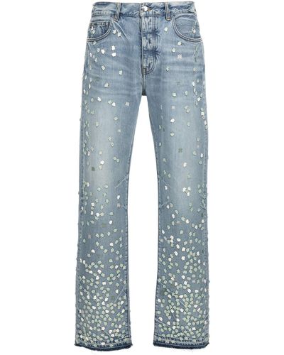 Amiri Floral Jeans Celeste - Blu
