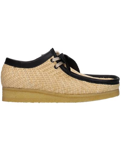 Clarks Lace Up And Monkstrap Wallabee Raffia Natural - Metallic