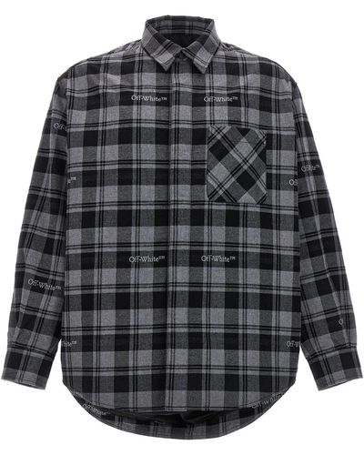 Off-White c/o Virgil Abloh Check Flannel Padded Giacche Grigio