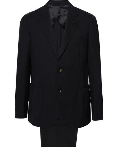 Lardini Single-Breasted Wool Suit - Black