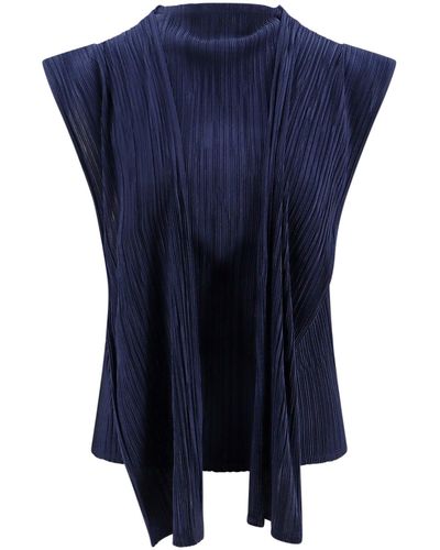LE17SEPTEMBRE Ribbed Top With Removable Detail - Blue