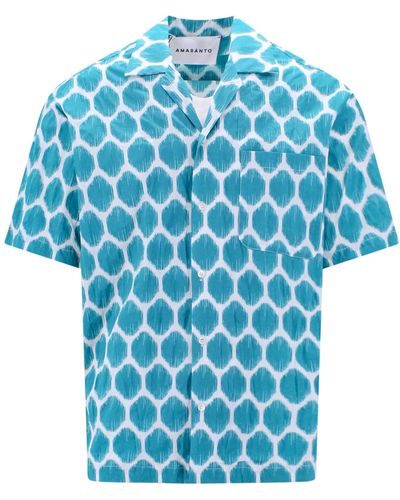 Amaranto Cotton Shirt With All-over Print - Blue