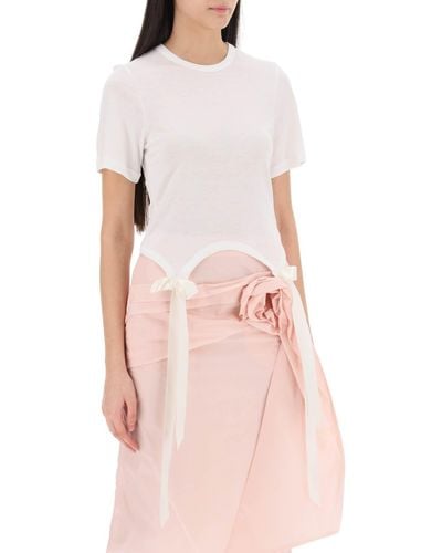 Simone Rocha Easy T Shirt With Bow Tails - Pink