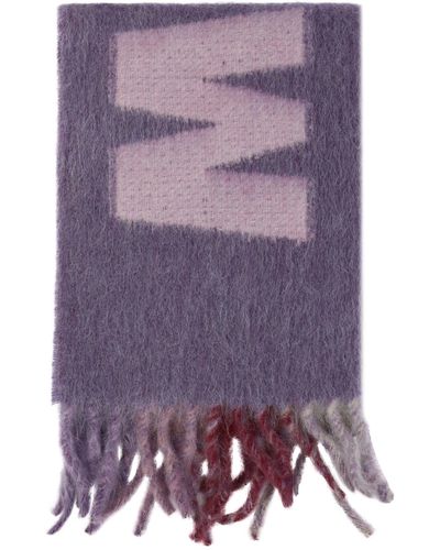 Marni Scarf With Logo Scarves - Purple
