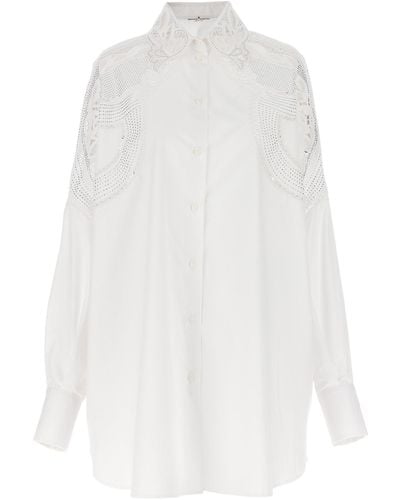 Ermanno Scervino Rhinestone Embroidery Shirt - White