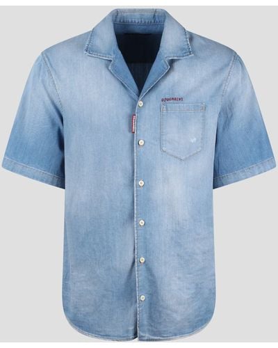DSquared² Notch Bowling Shirt - Blue