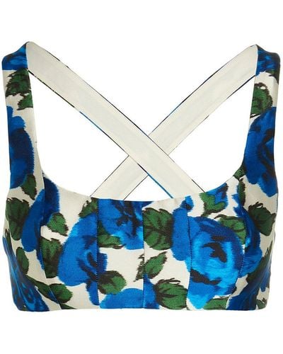 Philosophy Print Cropped Top - Blue