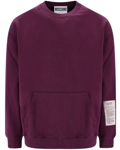 Moschino Cotton Sweatshirt With Logo Patch - Purple