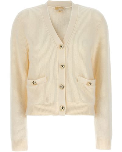 Michael Kors Logo Buttons Cardigan Maglioni Bianco - Neutro