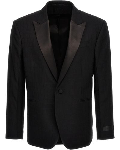 Versace Crocodile Jacquard Blazer Jackets - Black