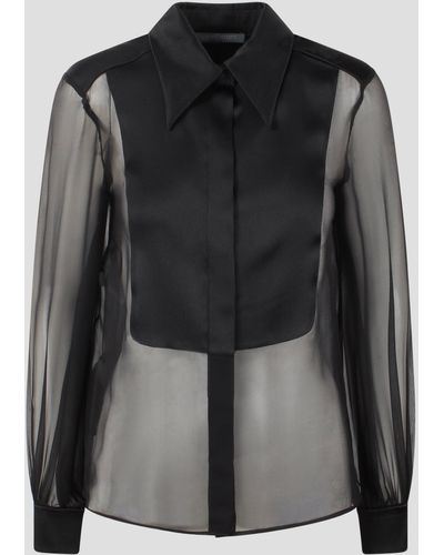 Alberta Ferretti Organic chiffon and satin shirt - Nero