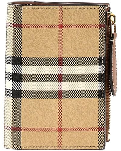 Burberry Check Wallet Wallets, Card Holders - Natural