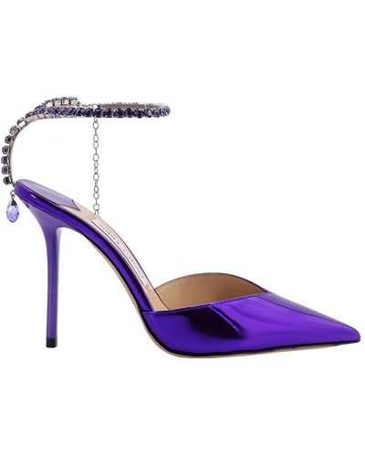 Purple Low Heel Pumps Dressed with Rhinestones | Ligglo