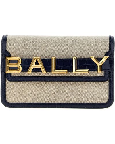 Bally Logo Leather Canvas Crossbody Bag Borse A Tracolla Blu - Nero