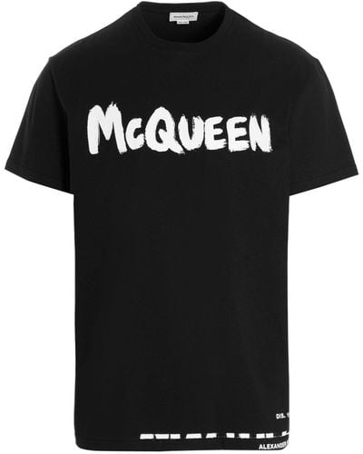 Alexander McQueen Logo T Shirt Bianco/Nero