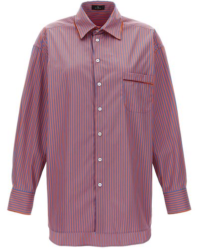 Etro Striped Shirt Camicie Multicolor - Viola
