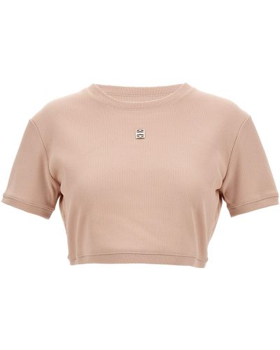 Givenchy Logo Plaque T Shirt Rosa - Neutro