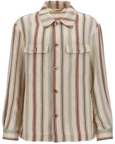 Etro Striped Overshirt Camicie Multicolor - Marrone