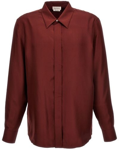 Alexander McQueen Silk Shirt Camicie Bordeaux - Rosso