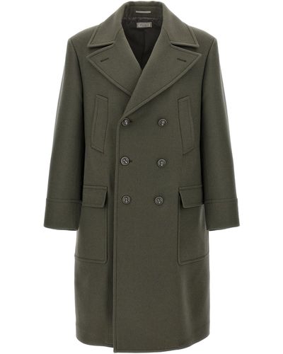 Brunello Cucinelli Double-breasted Long Coat Coats, Trench Coats - Green