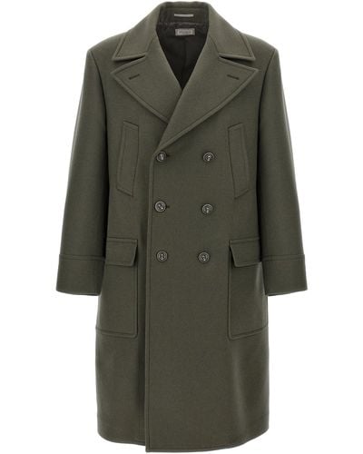 Brunello Cucinelli Double-breasted Long Coat Coats, Trench Coats - Green