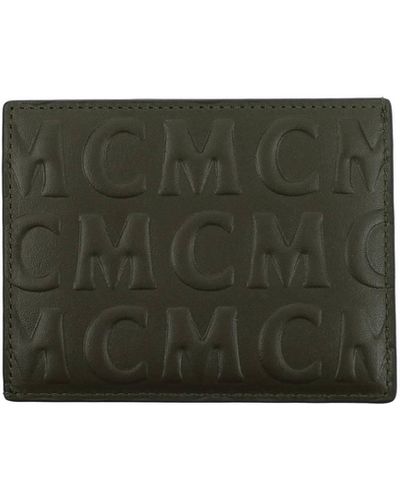 MCM Document Holders Leather Green Camouflage Green