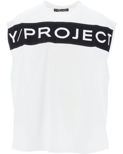 Y. Project T Shirt Smanicata Con Banda Logata - Black