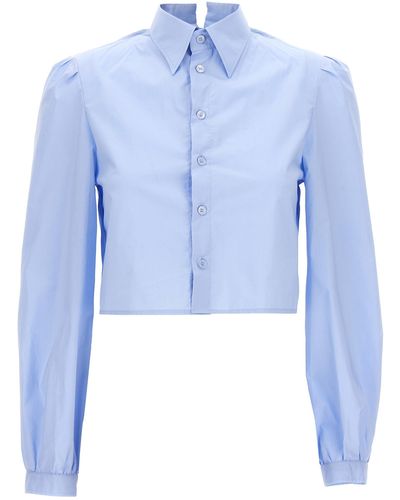 MM6 by Maison Martin Margiela Cropped Poplin Shirt Camicie Celeste - Blu