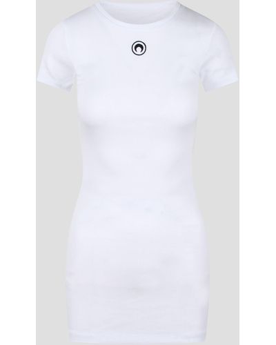 Marine Serre Organic cotton rib t-shirt dress - Bianco