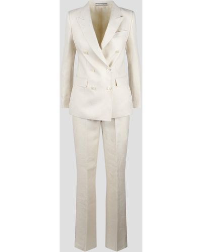 Tagliatore Linen Double Breasted Suit - White