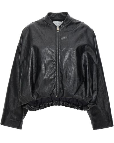 Nude Eco Leather Bomber Jacket Casual Jackets - Black