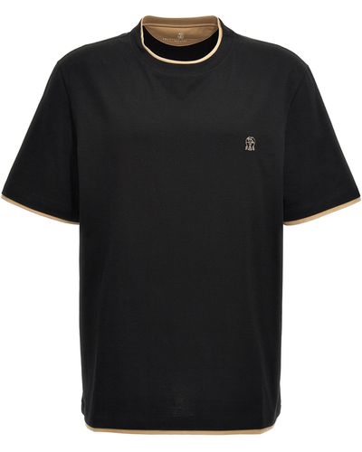 Brunello Cucinelli Double Layer T-shirt - Black