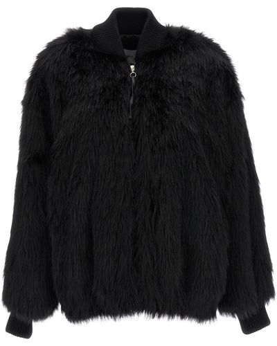 Short Faux Fur Jacket - Black - Ladies