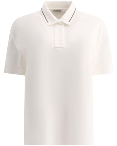 Brunello Cucinelli Piquet Polo Shirt With Monili Polo Shirts - White