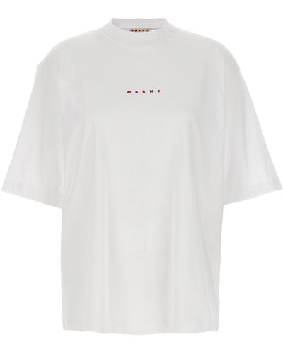Marni Logo Print T Shirt Bianco